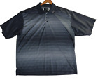 Fox Racing Polo Shirt Men's Size XXL Black Gray Striped Logo Lightweight