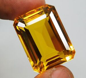Certified 88.50 Ct Natural Brazilian Yellow Topaz Emerald Cut Loose Gemstone