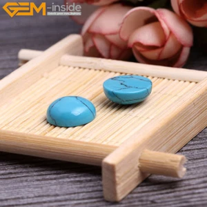 Oval Blue Turquoise CAB Cabochon Beads For Jewelry Making Ring Pendant 5Pcs - Picture 1 of 35