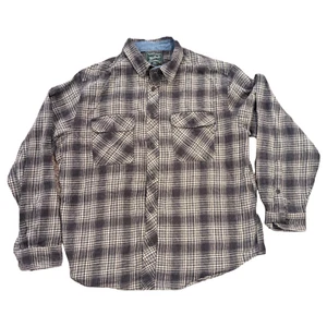 Woolrich Flanellhemd Herren XL uni Baumwolle Knopfleiste Tasche Outdoor hellbraun/grau - Bild 1 von 9