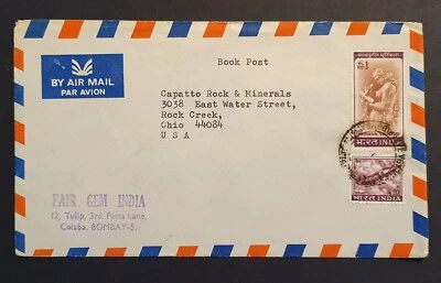 Estampillas de la India de 1960 correo aéreo correo postal feria gema India cubierta Bombay a Ohio, EE. UU. (con) Foto 1 de 2
