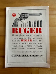 1961 Original Print Ad Ruger Single-Action Strongest Smoothest Most Reliable - Picture 1 of 1