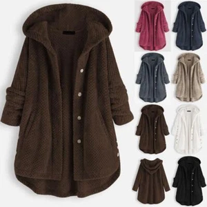 Women Winter Warm Fleece Teddy Bear Hoodie Coat Ladies Plain Jacket Plus Size ** - Picture 1 of 38