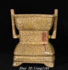 6.5" Song Dynasty Ge Kiln Porcelain Goldfish Inscription Incense Burner Censer