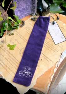 Handmade PURPLE VELVET WAND BAG wicca pagan Witchcraft Triskele - Picture 1 of 5