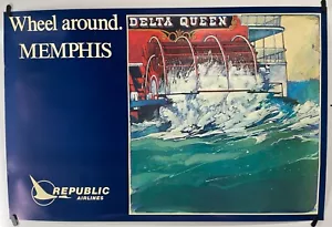 Original Vintage Reise Poster Republic Airlines Memphis Tennessee 1980 neuwertig - Bild 1 von 6