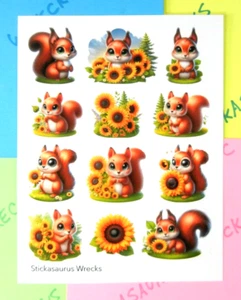 Foglio adesivo scoiattoli e girasoli - Foto 1 di 3