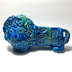 FLAVIA BITOSSI Rimini Blue Lion Pottery Ornament Italy - Picture 1 of 11