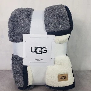 UGG Throw Blanket Classic Fluff Faux Fur Gray Cream 50 x 70 Home Decor Cozy - Picture 1 of 10