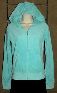 Juicy Couture ~ Light Blue - Soft Terry Cloth HOODIE Zip Up Sweatshirt sz M - Picture 1 of 1