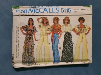 VTG 70s McCall's Sewing Pattern 5115 Misses Top Skirt Pants Sz S, 10-12 New FF  - Image 1 of 3
