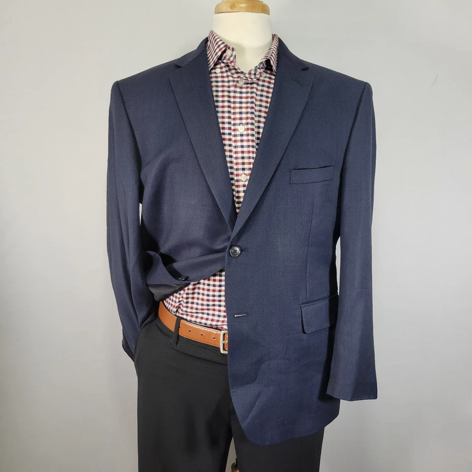 Abrigo Blazer Deportivo Para Hombre JOS A BANK Dos Botones Azul Marino Lana Ojo de Pájaro Doble Ventilación 46S Foto 1 de 4