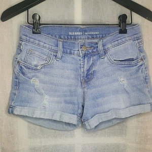 Old Navy Boyfriend Sz 0 Light Denim Jean Shorts Distressed Cotton Stretch Y2K - Picture 1 of 9
