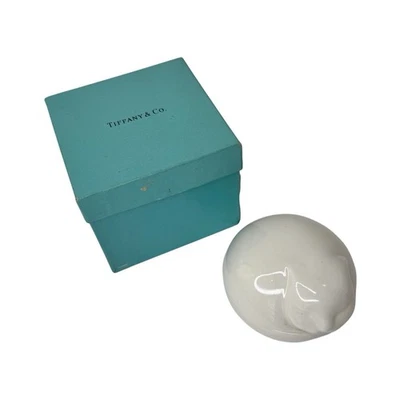 Caja de baratijas Nancy Lopez 1977 blanca para gato dormido vendida en Tiffany & Co. RARA Foto 1 de 4