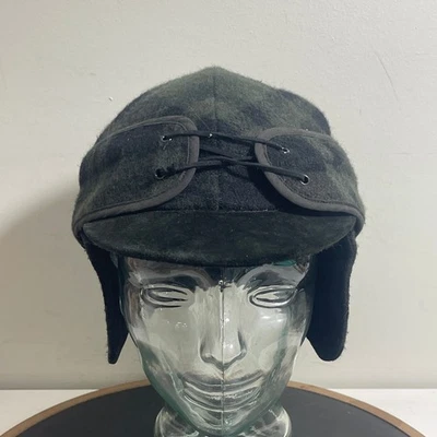 Woolrich Hat Men L Black Green Plaid Wool Ear Flap Cap Made in USA Winter - Image 1 of 4