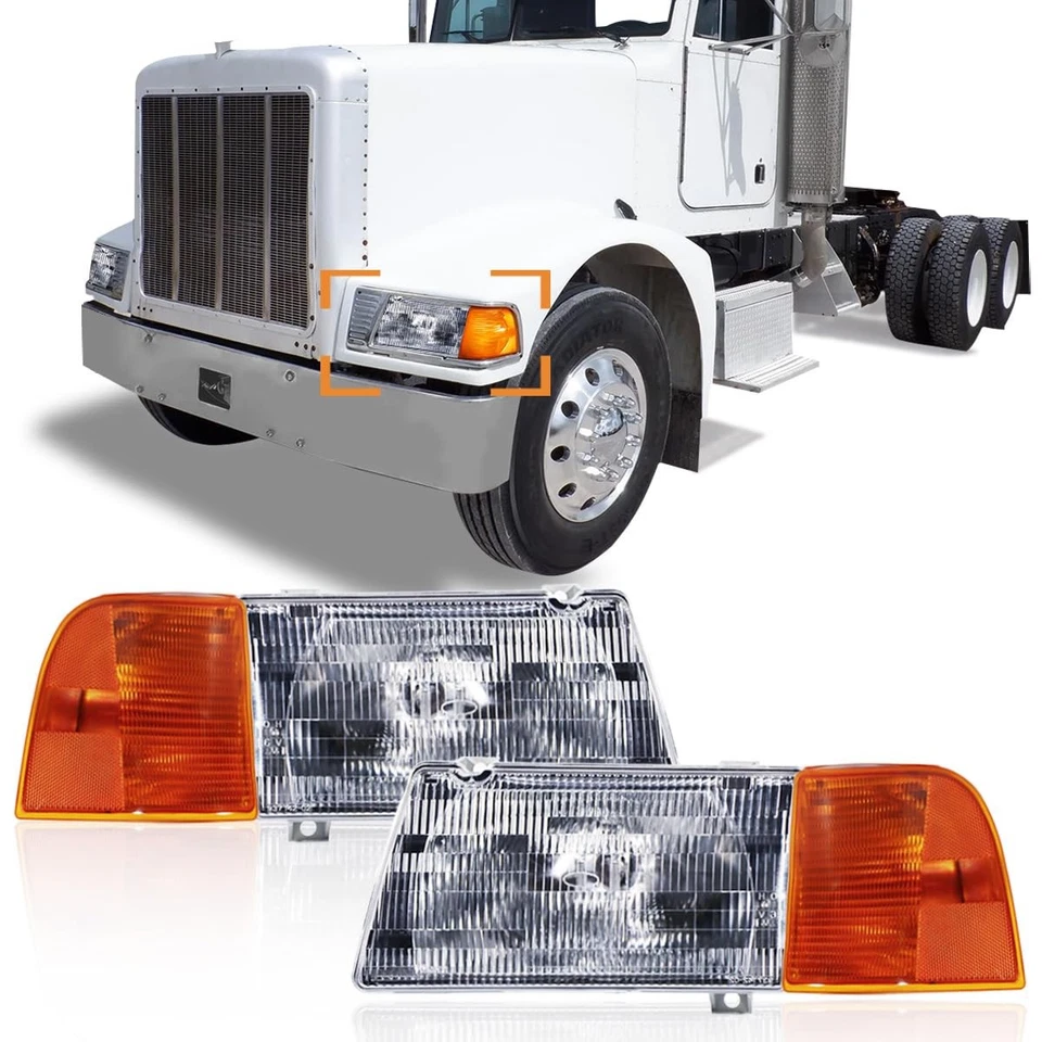 Faro con lámpara de esquina apto para Peterbilt 385/377 camiones faros halógenos Foto 1 de 4