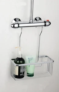 Rust-Resistant Chrome Shower Caddy Hook Over Basket Shelf Bathroom Organizer - Picture 1 of 11