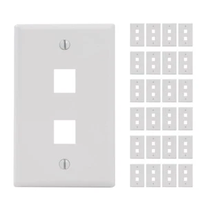 ICC 2-Port Keystone Wall Plate (25 Pack), UL Listed, Durable ABS Plastic, Sin... - Afbeelding 1 van 9