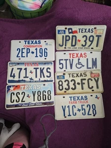 Expired TEXAS License Plates LONE STAR STATE Random Letters Numbers Styles - Picture 1 of 10