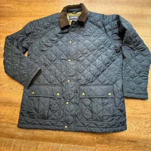 Lands End PRIMALOFT - Men XL 46-48 Blue Diamond Quilted Corduroy Collar Jacket - Picture 1 of 14