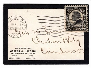 #610 Harding 1923 FDC - 1st Geo Linn on Tiny Mourning Cover - Picture 1 of 2