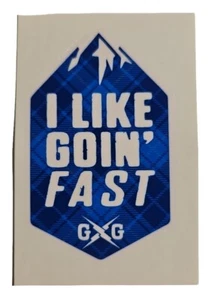Calcomanía de marco Guerrilla Gravity OEM "Me gusta ir rápido" 1,5" x 2,5" azul a cuadros - Imagen 1 de 4
