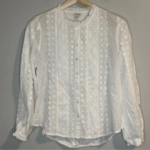 Camicia bianca occhiello floreale Sundance taglia Petite large nuova senza etichette - Foto 1 di 9