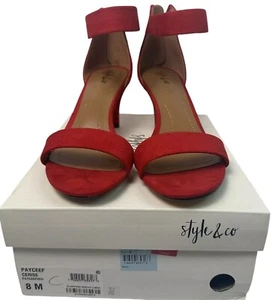 Style & Co Paycee Two-Piece Dress Sandals, Red Size 8M 2-3/4" Wrapped Heels - Picture 1 of 7