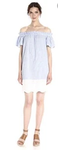 French Connection Belle Schulterfreies Kleid Seersucker Ösen XS - Bild 1 von 8