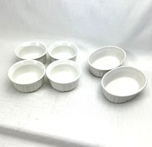 Corning Ware French White 4oz Ramekin Bowls Set of 4 Oval 5oz Set of 2 Stoneware - Picture 1 of 8