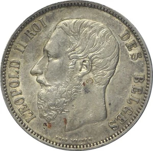 5 Francs LEOPOLD II ROI DES BELGES 1873 SUP - Picture 1 of 2