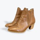 Gino Ventori Women's Designer Tan Leather Elastic Block Heel Boots 39/8.5/6.5