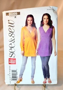 Pattern Misses Top Long Mock Wrap Size 6-22 See and Sew B6009 - Picture 1 of 2