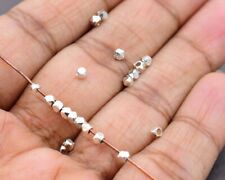 450 Pcs 1.5mm Diamond Cut Faceted Spacer Bead Sterling Silver Plated