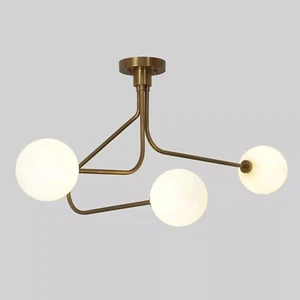Lámpara de araña lineal Sputnik moderna de latón 3 luces de globo decoración del hogar Stilnovo - Imagen 1 de 6