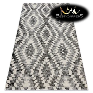 Modern designer outdoor Rug MUNDO diamonds 3D grey beige terrace easy clean - Picture 1 of 6