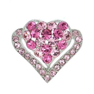 心形粉色施华洛世奇水晶迷人可爱别致全新胸针 — 第 1/3 张图片