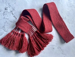 Red Woven Belt Slavic Sash Folk Boho Trim Gift Ukraine Krajka Wide Semi Wool - Picture 1 of 8