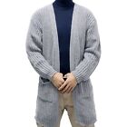 Pull tricoté décontracté pour hommes mi-longs couleur unie cardigan manteau