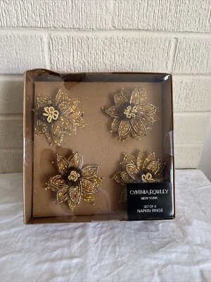 Juego de anillos servilletas con cuentas de girasol Cynthia Rowley oro amarillo acción de gracias otoño Foto 1 de 4