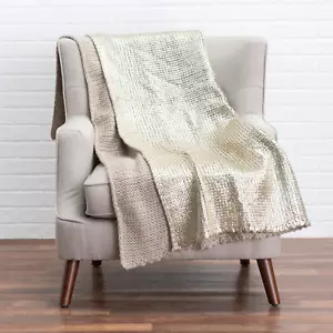 Callisto Home Piper Metallic Gold Grobstrick Überwurf Decke NEU mit Etikett - Bild 1 von 2
