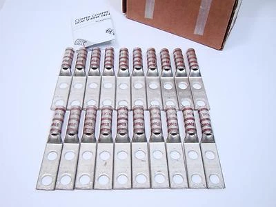 Box of 20 Panduit LCCX2-38DE Two Hole Copper Lug Flex Long Barrel #2 AWG STR - Image 1 of 3