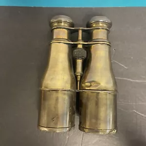 VINTAGE BRIDGE OPTICIAN BRASS BINOCULARS WW1 STYLE 7.5” Long DENTED - Picture 1 of 16