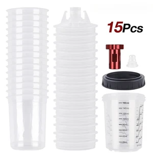 15 pezzi pistola a spruzzo vernice tazza di miscelazione H/O tazza rapida pistola a spruzzo serbatoio 5,6 oz/160 ML - Foto 1 di 13