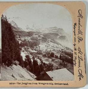 La majestuosa montaña Jungfrau de Scenic Wengern-Alp Suiza Stereoview - Imagen 1 de 4