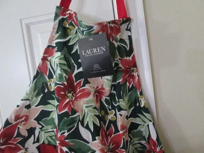 LAUREN RALPH LAUREN Apron  POINSETTIAS RED GREEN 31 X 30 100% COTTON/ NWT - Image 1 of 4