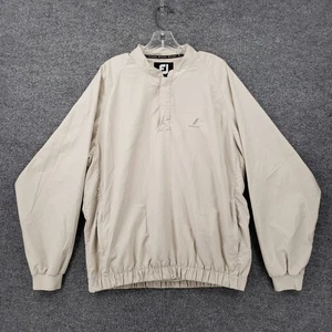 FJ FootJoy Jacket Mens L Large Beige Siwanoy Windbreaker Golf 1/4 Snap Pullover - Picture 1 of 11