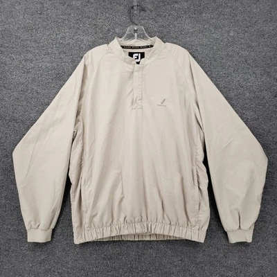 FJ FootJoy Jacket Mens L Large Beige Siwanoy Windbreaker Golf 1/4 Snap Pullover - Image 1 of 4