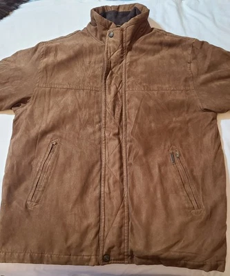 复古 Izod 夹克男式中号棕色衬里拉链冬季核心远足 GUC — 第 1/4 张图片