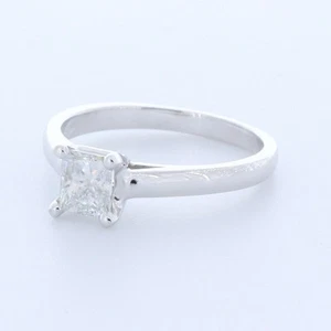 ANILLO SOLITARIO CLÁSICO ORO BLANCO 18K PRINCESA E/VS1 DIAMANTE CREADO EN LABORATORIO 1,0 QUILATES - Imagen 1 de 3